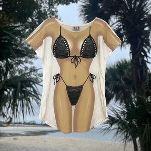 My Bikini Print Novelty Beach Tee